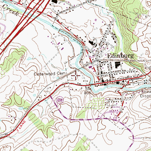 Topographic Map of Cedarwood Cemetery, VA