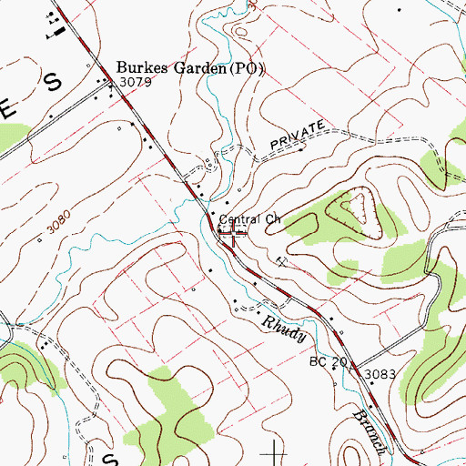 Topographic Map of Central Church, VA