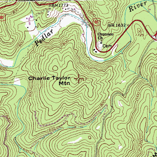 Topographic Map of Charlie Taylor Mountain, VA