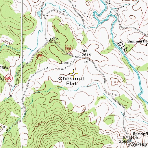 Topographic Map of Chestnut Flat, VA