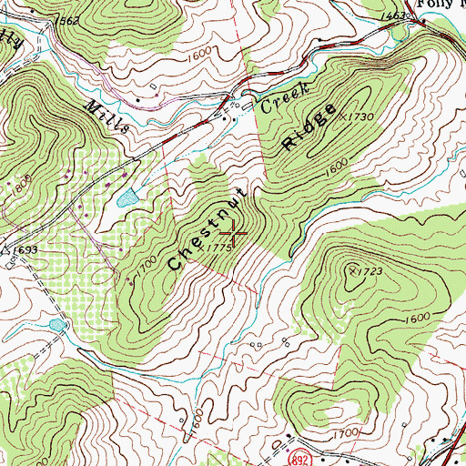 Topographic Map of Chestnut Ridge, VA