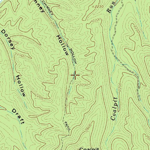 Topographic Map of Chimney Hollow Trail, VA