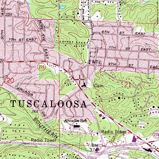 Topographic Map of Hopewell School (historical), AL