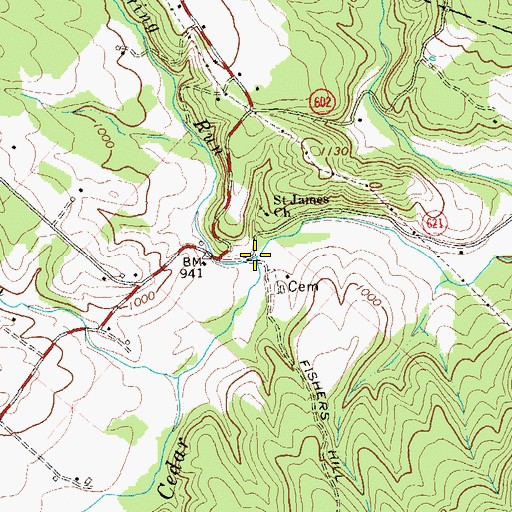 Topographic Map of Cold Spring Run, VA