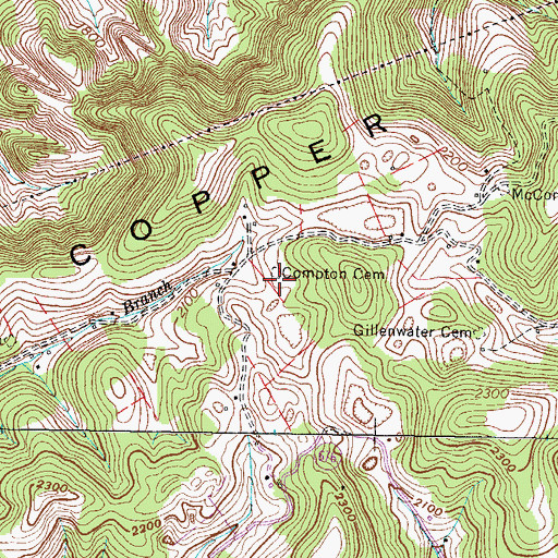 Topographic Map of Compton Cemetery, VA