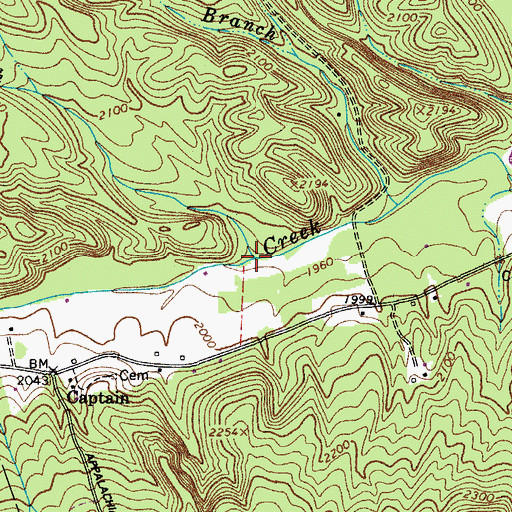 Topographic Map of Corner Branch, VA