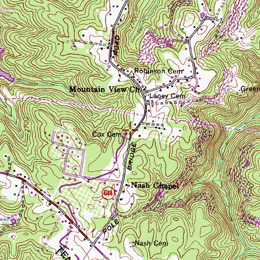 Topographic Map of Cox Cemetery, VA