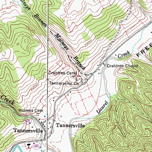Topographic Map of Crabtree Cemetery, VA