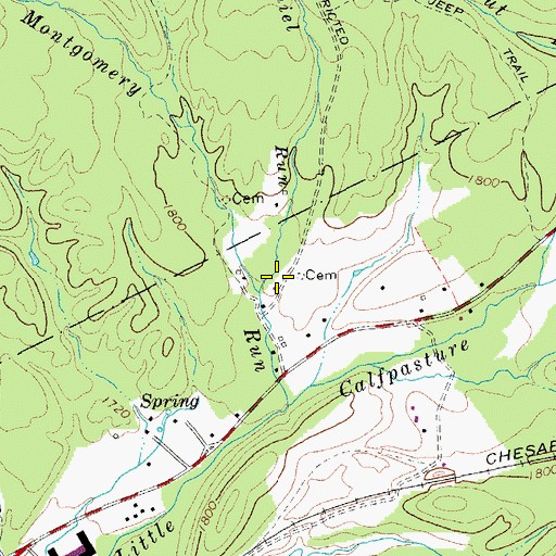 Topographic Map of Daniel Run, VA