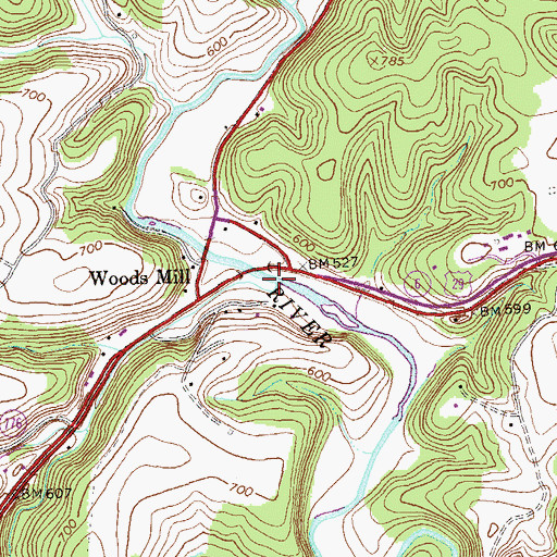 Topographic Map of Davis Creek, VA