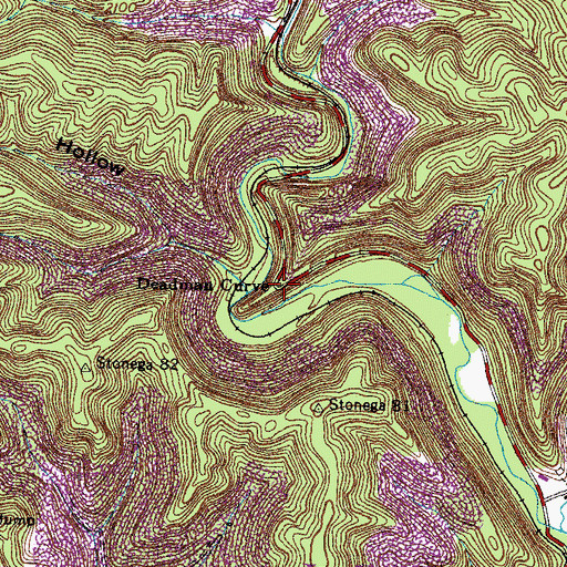 Topographic Map of Deadman Curve, VA