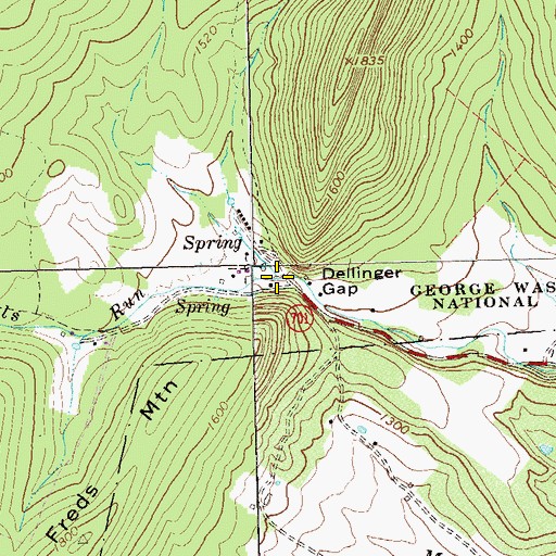 Topographic Map of Dellinger Gap, VA