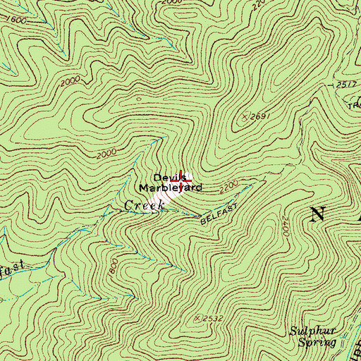 Topographic Map of Devils Marbleyard, VA