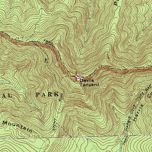Topographic Map of Devils Tanyard, VA