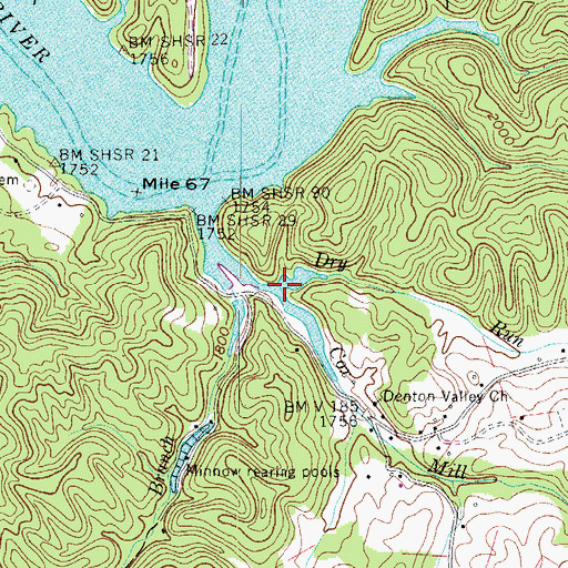 Topographic Map of Dry Run, VA