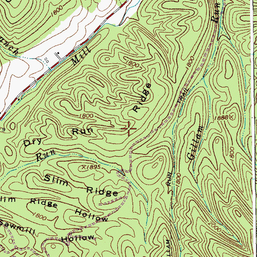 Topographic Map of Dry Run Ridge, VA