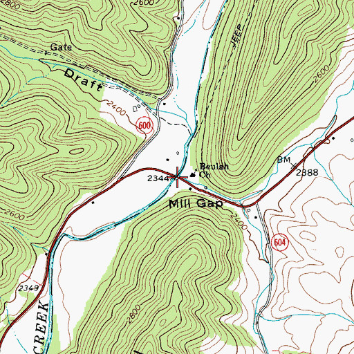 Topographic Map of East Back Creek, VA