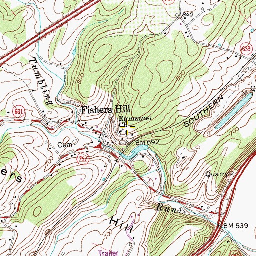 Topographic Map of Emmanuel Church, VA