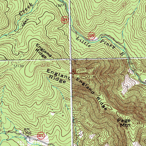 Topographic Map of England Ridge, VA