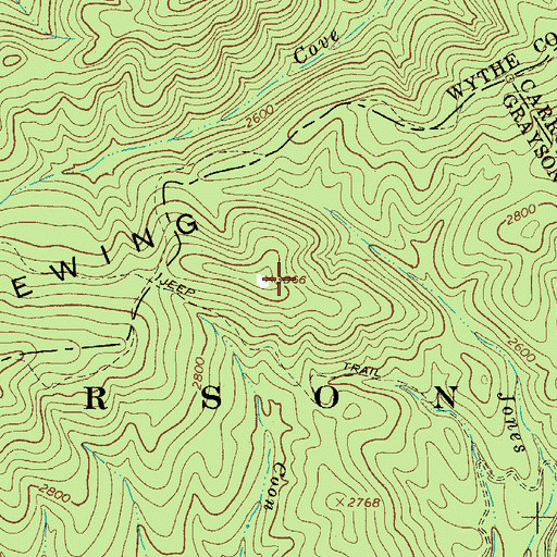 Topographic Map of Ewing Mountain, VA