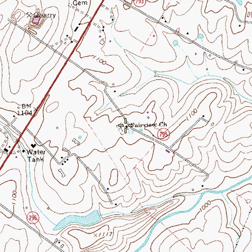 Topographic Map of Fairview Church, VA