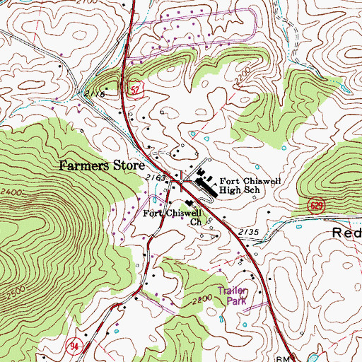 Topographic Map of Farmers Store, VA