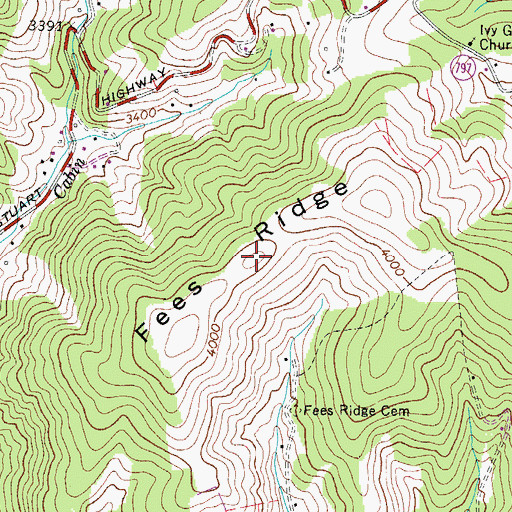 Topographic Map of Fees Ridge, VA