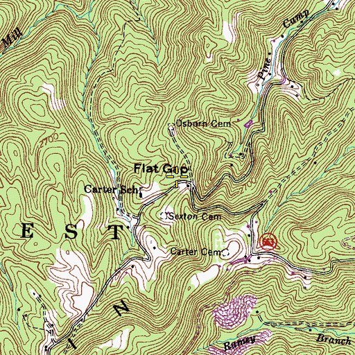 Topographic Map of Flat Gap, VA