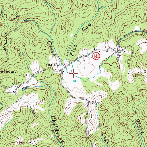 Topographic Map of Flat Gap Branch, VA