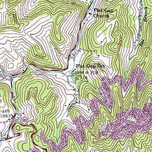 Topographic Map of Flat Gap School, VA