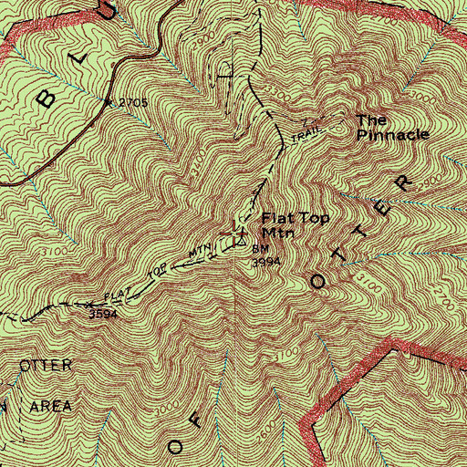 Topographic Map of Flat Top Mountain Trail, VA