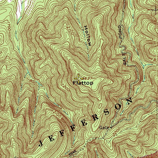 Topographic Map of Flattop, VA