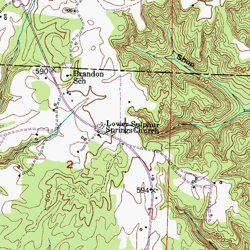 Topographic Map of Lower Sulpher Springs Cemetery, AL