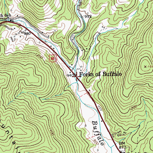 Topographic Map of Forks of Buffalo, VA