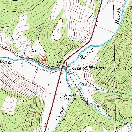 Topographic Map of Forks of Waters, VA