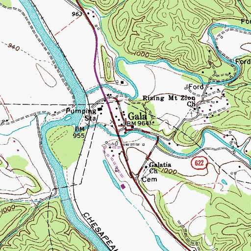 Topographic Map of Gala, VA