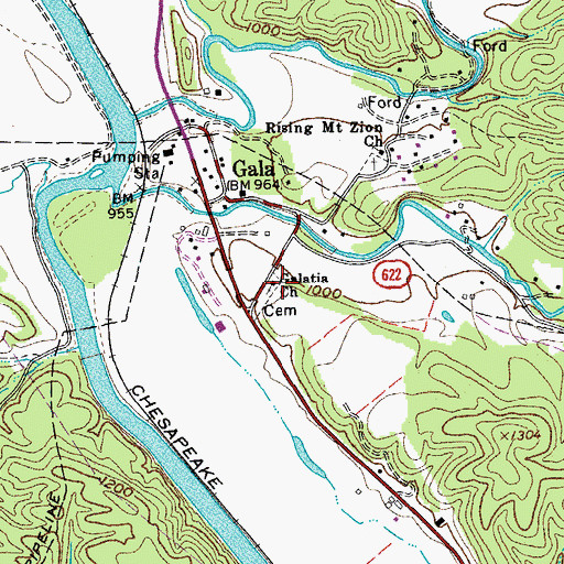 Topographic Map of Galatia Church, VA