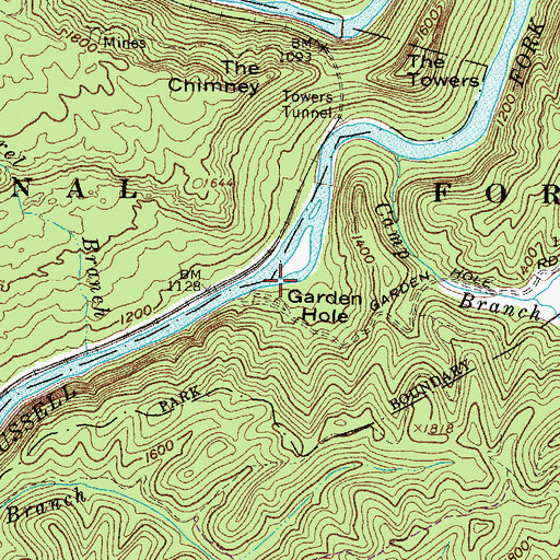 Topographic Map of Garden Hole, VA