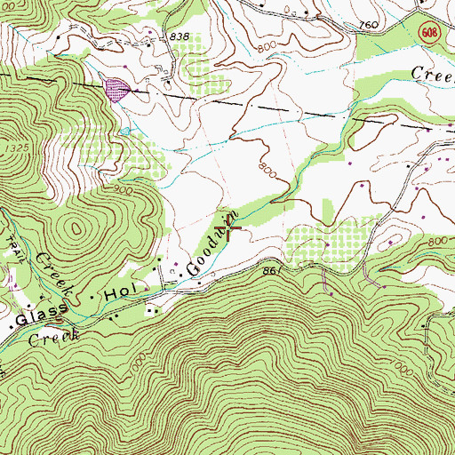 Topographic Map of Glass Hollow, VA
