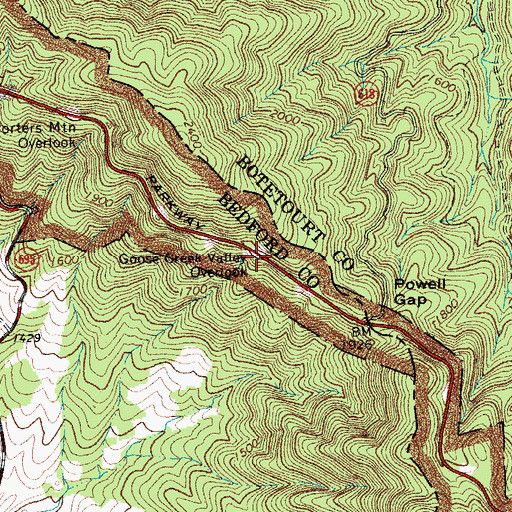 Topographic Map of Goose Creek Valley Overlook, VA