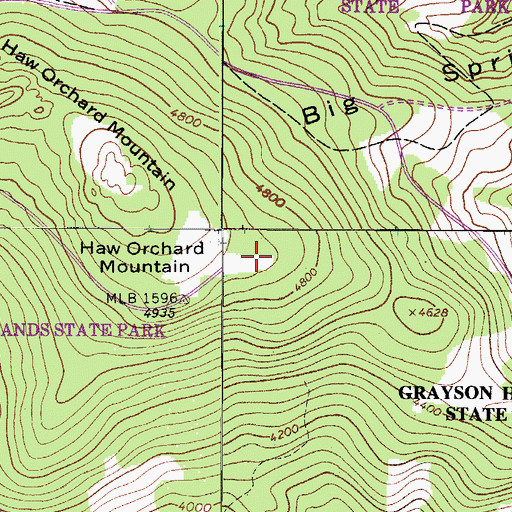 Topographic Map of Grayson Highlands State Park, VA