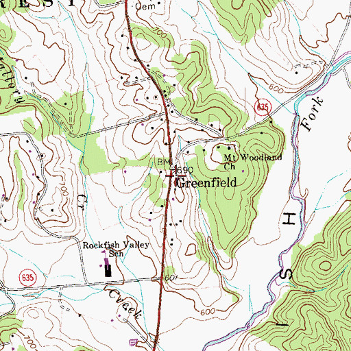 Topographic Map of Greenfield, VA