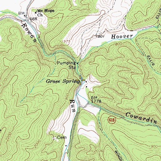 Topographic Map of Grose Spring, VA