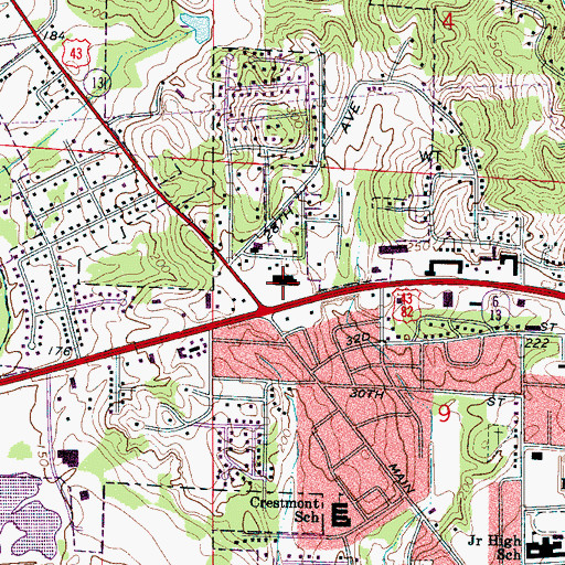 Topographic Map of Northport Library, AL