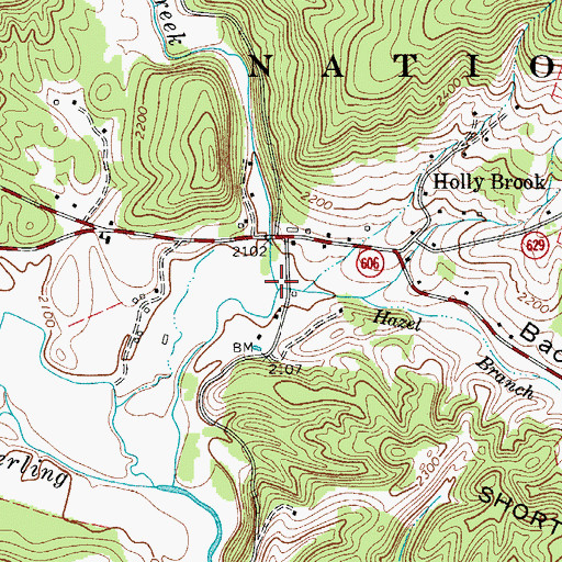 Topographic Map of Hazel Branch, VA