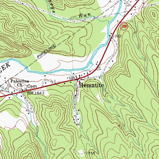 Topographic Map of Hematite, VA