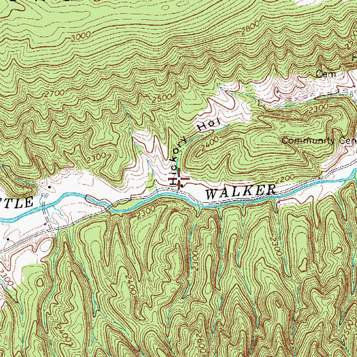 Topographic Map of Hickory Hollow, VA