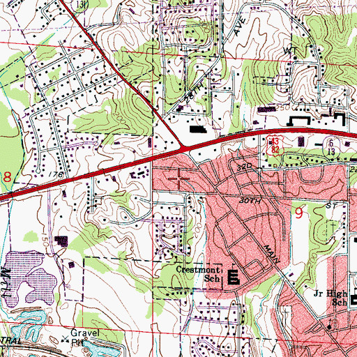 Topographic Map of Oliver Heights, AL