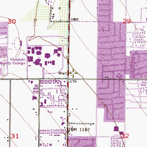 Topographic Map of Olive Plaza Shopping Center, AZ