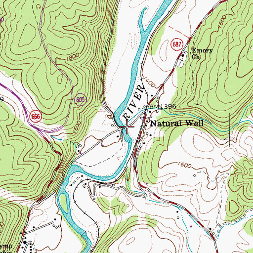Topographic Map of Hoover Creek, VA
